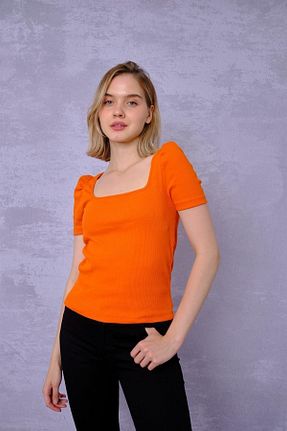 بلوز نارنجی زنانه ساده CrazyShopping - کد 847129425