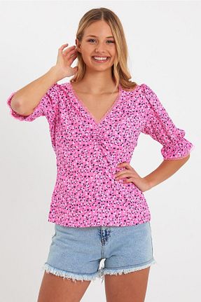 بلوز صورتی زنانه ساده CrazyShopping - کد 847133206