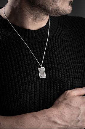 گردنبند نقره طوسی مردانه 925 عیار Vetro Silver - کد 825997721