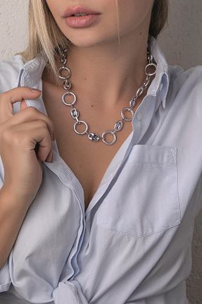 گردنبند جواهر زنانه روکش نقره Modex - کد 266487358