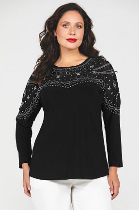 بلوز سایز بزرگ مشکی زنانه سایز بزرگ MİYORO - کد 847299892