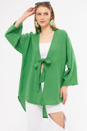 کیمونو سبز زنانه پنبه - پلی استر بافتنی کد 828996817