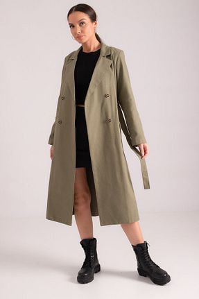 ترنچکت خاکی زنانه پنبه پلی استر armonika - کد 802542289