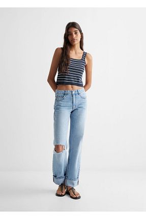 تیشرت سرمه ای زنانه رگولار MANGO Teen - کد 822182591