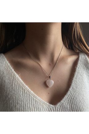 گردنبند جواهر صورتی زنانه استیل ضد زنگ Nobland - کد 659313759