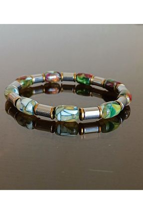 دستبند جواهر سبز زنانه سنگ blacklig - کد 834298908