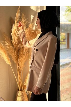 کت بلیزر بژ زنانه پارچه madamay - کد 847450021