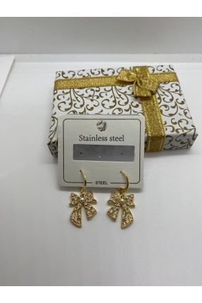 گوشواره استیل طلائی زنانه فولاد ( استیل ) کد 845887507