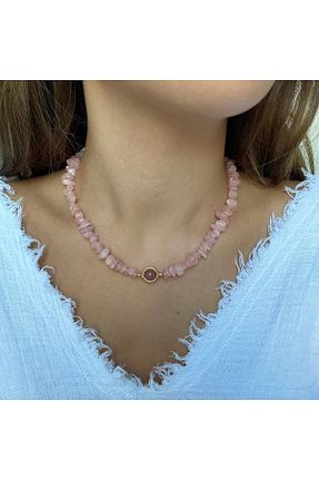گردنبند جواهر صورتی زنانه سنگ طبیعی ORFE JEWELRY - کد 847556830