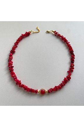 گردنبند جواهر قرمز زنانه سنگ طبیعی ORFE JEWELRY - کد 847555520