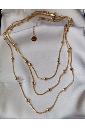 گردنبند استیل ( فولاد ) طلائی زنانه استیل ضد زنگ bioaksesuar - کد 847591104