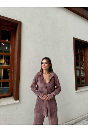 ست بالاتنه و پائین تنه صورتی زنانه بافتنی Butik - کد 847590814