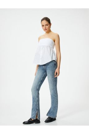 شلوار جین سرمه ای زنانه پاچه تنگ فاق بلند جین کراپ کد 799997985