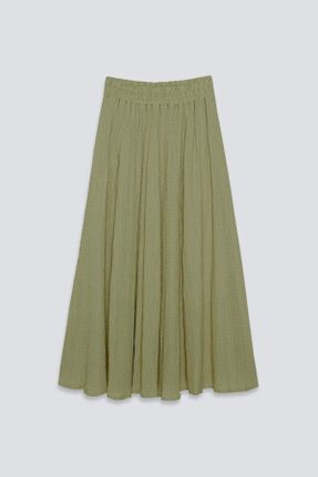 دامن سبز زنانه بافت راحت فاق بلند کد 840159627