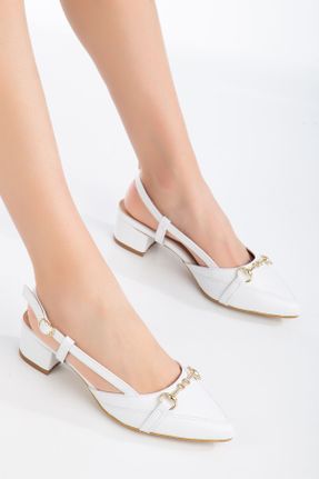 کفش پاشنه بلند کلاسیک سفید زنانه چرم مصنوعی پاشنه ضخیم پاشنه کوتاه ( 4 - 1 cm ) کد 796116508