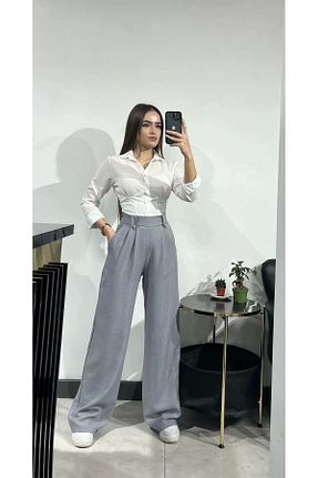 شلوار طوسی زنانه کتان polle - کد 847350677
