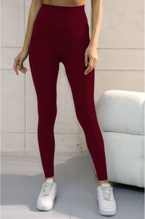 ساق شلواری زرشکی زنانه بافت اسلیم فاق بلند کد 831780817