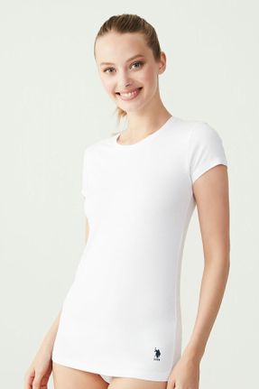 تی شرت سفید زنانه رگولار یقه گرد تکی کد 745550373