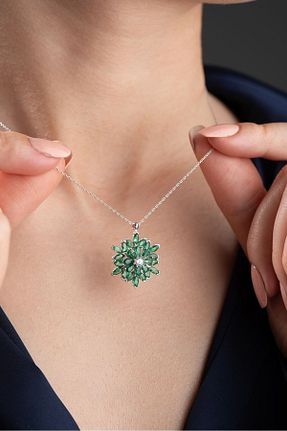 گردنبند نقره سبز زنانه 925 عیار Silvano Jewelry - کد 829380356