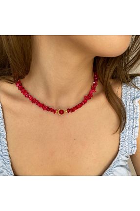 گردنبند جواهر قرمز زنانه سنگ طبیعی ORFE JEWELRY - کد 847555520