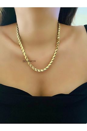 گردنبند استیل ( فولاد ) طلائی زنانه استیل ضد زنگ SERAMOR - کد 847570010