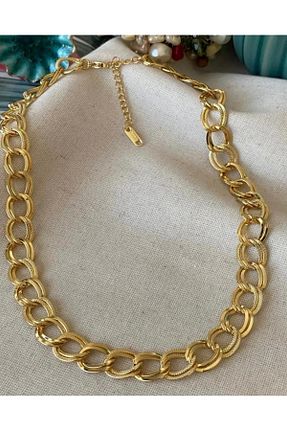 گردنبند استیل ( فولاد ) طلائی زنانه استیل ضد زنگ bioaksesuar - کد 847590379