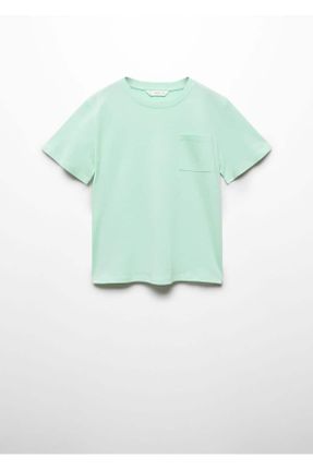 تی شرت سبز بچه گانه رگولار یقه خدمه پنبه (نخی) کد 824220503