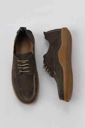 کفش کژوال خاکی مردانه چرم طبیعی پاشنه کوتاه ( 4 - 1 cm ) پاشنه ساده کد 710400058