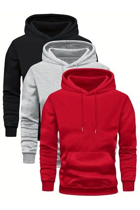 سوئیشرت سایز بزرگ مشکی مردانه رگولار EYAX MODA - کد 847334915