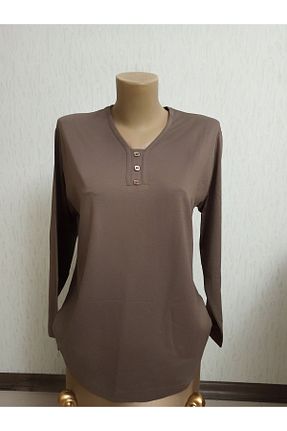 بلوز حجاب قهوه ای زنانه سایز بزرگ Ön-Er Giyim - کد 299230661
