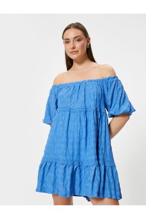 لباس آبی زنانه بافت رگولار آستین سه ربع کد 831920558