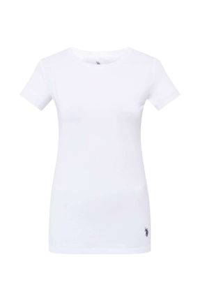 تی شرت سفید زنانه رگولار یقه گرد تکی کد 745550373