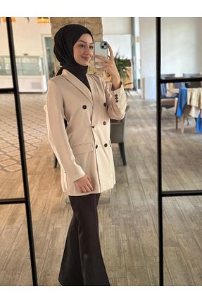 کت بلیزر بژ زنانه پارچه madamay - کد 847450021