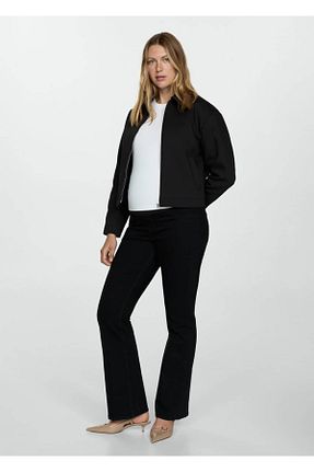شلوار جین مشکی زنانه رگولار MANGO - کد 847575052