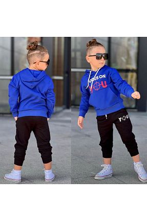 ست بالاتنه و پائین تنه آبی بچه گانه بافتنی Byasaf Kids - کد 768059801