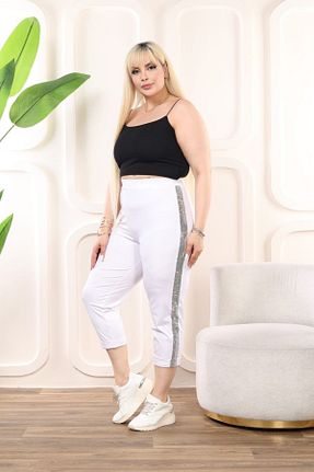 شلوار سایز بزرگ سفید زنانه پنبه پلی استر Esina - کد 847629062