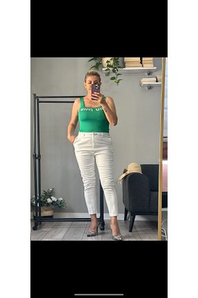شلوار سفید زنانه کتان Butik - کد 847638341