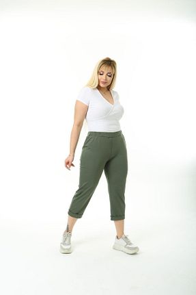 شلوار سایز بزرگ خاکی زنانه پنبه پلی استر Esina - کد 815351720