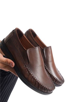کفش کژوال قهوه ای مردانه چرم خالص depderi - کد 85111961