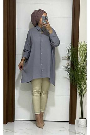 تونیک حجاب طوسی زنانه بافتنی MODA ALMİRA - کد 814513240