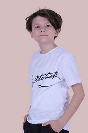 تیشرت سفید بچه گانه رگولار FYK COLLECTİON - کد 659887219