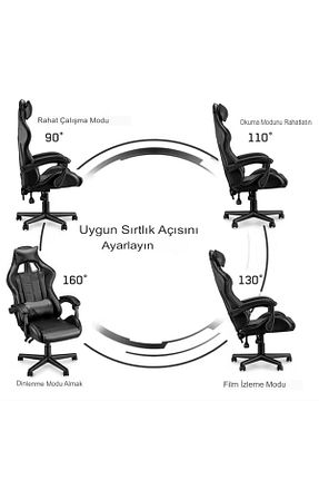 صندلی گیمینگ مشکی Geriye doğru yatabilme Havana - کد 831447156