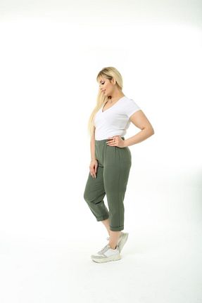شلوار سایز بزرگ خاکی زنانه پنبه پلی استر Esina - کد 815351720