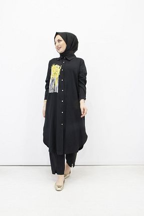 ست بالاتنه و پائین تنه حجاب مشکی زنانه رگولار feray kaya - کد 745371936