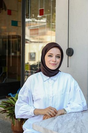 روسری قهوه ای پلی استر MİRAY - کد 847678041