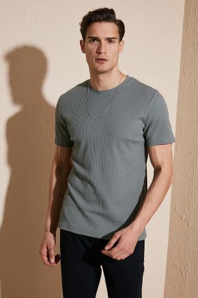 تی شرت سرمه ای مردانه رگولار یقه گرد طراحی کد 669872590