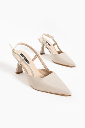 کفش پاشنه بلند کلاسیک بژ زنانه چرم لاکی Gökçe Shoes - کد 847740319
