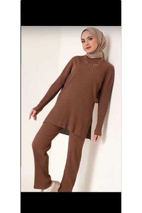 ست بالاتنه و پائین تنه قهوه ای زنانه بافت CelloGiyim - کد 847802756