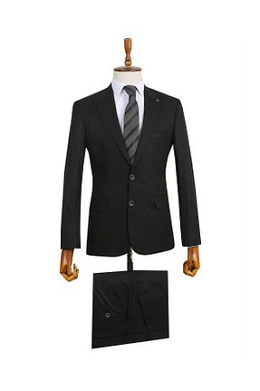 کت و شلوار مشکی مردانه یقه نوک تیز ACTUAL - کد 847817579