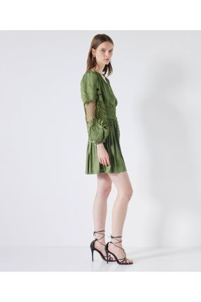 لباس سبز زنانه بافتنی آسیمتریک آستین-بلند کد 823263541